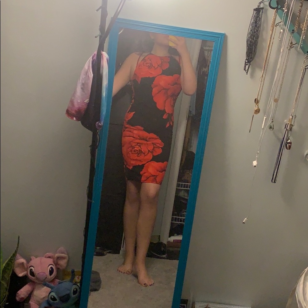 Open back black dress